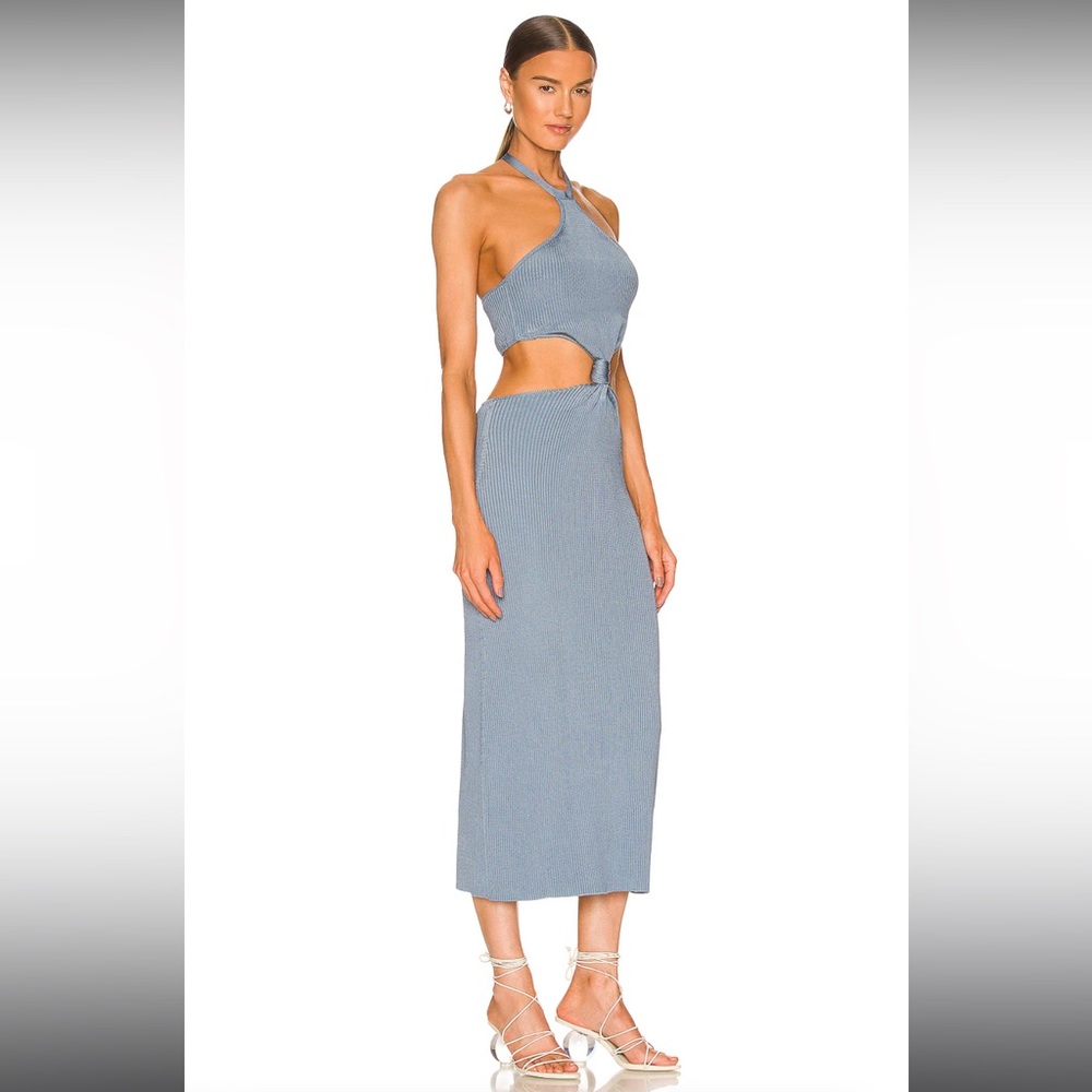 Cult Gaia Cutout Halter Midi Dress in Dusty Blue